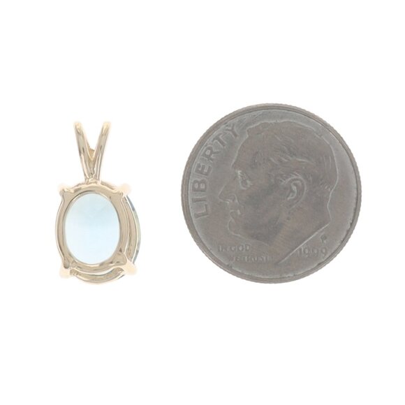 Yellow Gold Swiss Blue Topaz Solitaire Pendant - 14k 3.50ct
